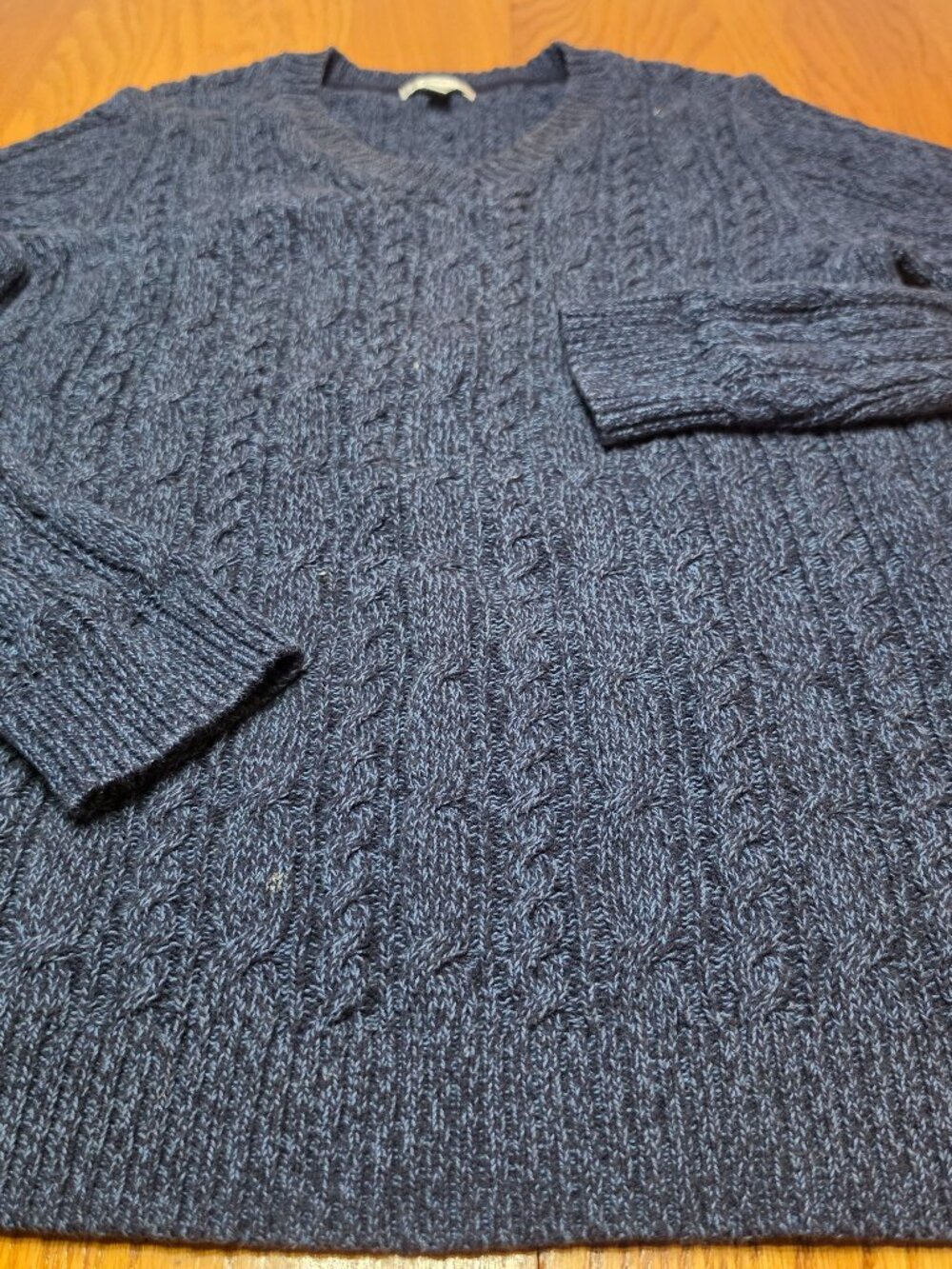 Croft and Barrow Knit Long Sleeve V Neck Pullover Blue Sweater Women Size